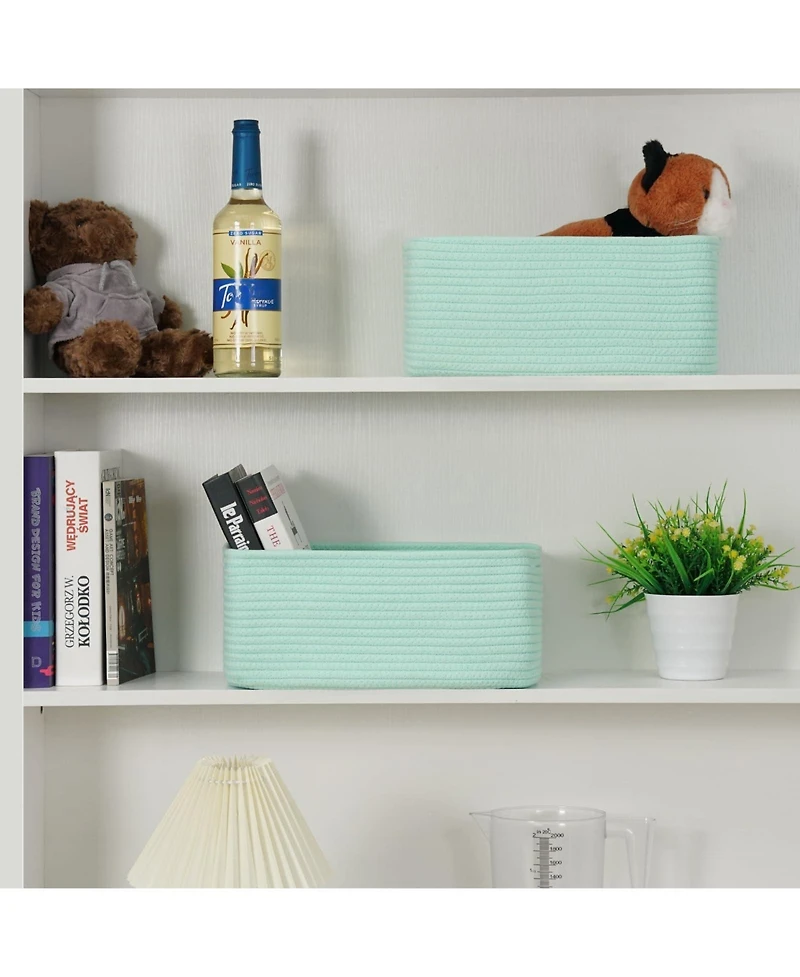 Gnuadz 3Piece Woven Rope Storage Baskets with Handles Gift Basket
