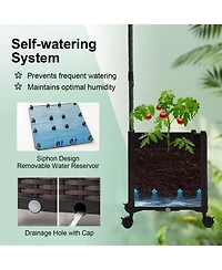 Gouun 6.6 feet Garden Arch Trellis with Planter Boxes and Lockable Wheels