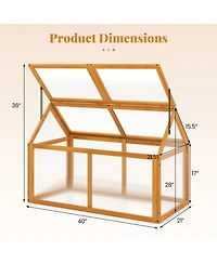 Gouun 40 x 21 x 28 inch Fir Wood Cold Frame with Adjustable Roof