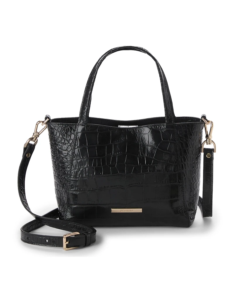 Brahmin Mona Alba Small Leather Crossbody Tote Handbag