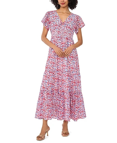 Vince Camuto Women's Flutter-Sleeve Smocked Waist Maxi Dress