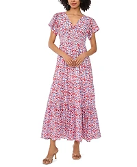 Vince Camuto Women's Flutter-Sleeve Smocked Waist Maxi Dress