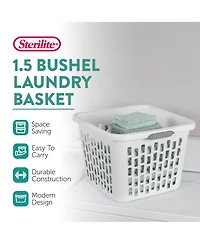 Sterilite Laundry Basket, 1.5 Bushel Plastic Hamper with Handles, 6 Pack