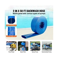 Sugift 2 Inches x 50 Feet Pool Drain Hose, Backwash Hose Clamps Included