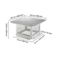 Sugift 12 x 12 inches Stainless Steel Chimney Cap 304 Fireplace Cover Mesh Screen