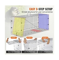 Sugift 42 x 16 x 18 inches Live Animal Cage Trap Humane Cat Trap Galvanized Steel