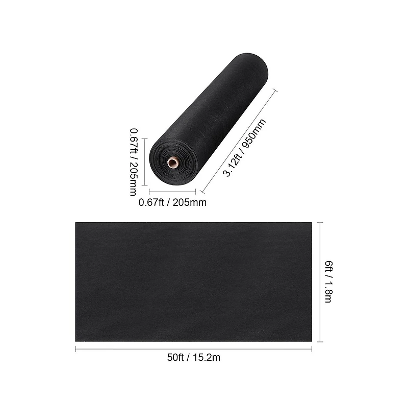 Sugift 6 x 50 feet Non Woven Geotextile Fabric 8 oz Driveway Underlayment