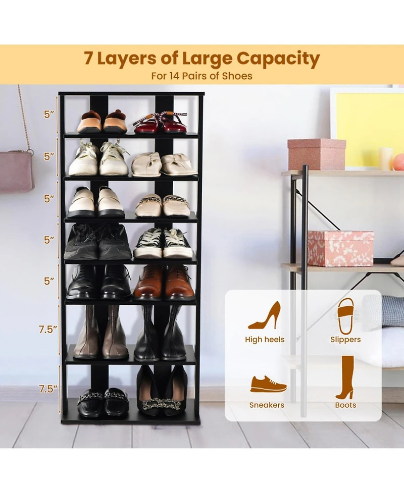Gouun Wood Multi-Tier Freestanding Shoe Shelf Rack