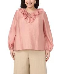 Vince Camuto Plus Ruffle V-Neck Top