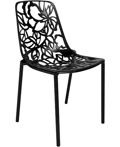 LeisureMod Devon Patio Dining Chair, Aluminum Stackable Design Side Weather Resistant Metal No Assembly, Uv Protected