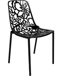 LeisureMod Devon Patio Dining Chair, Aluminum Stackable Design Side Weather Resistant Metal No Assembly, Uv Protected