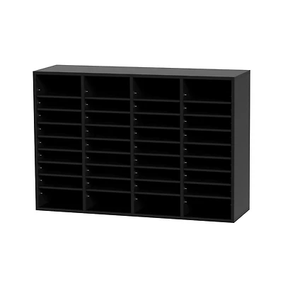 Sugift Compartment Wood Literature Organizer File Sorter with Shelves