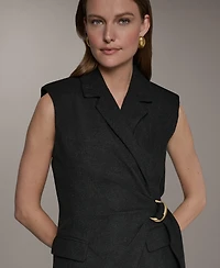 Donna Karan New York Women's Collared Sleeveless Fit & Flare Dress