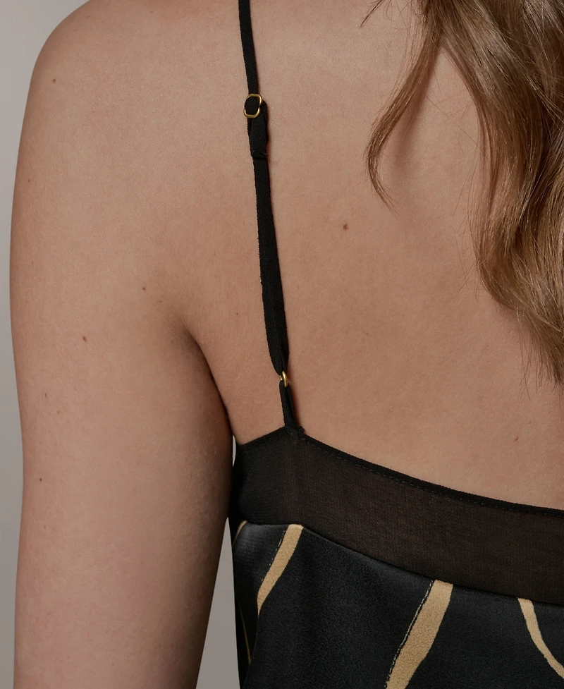Donna Karan New York Women's Printed V-Neck Lace Trim Camisole