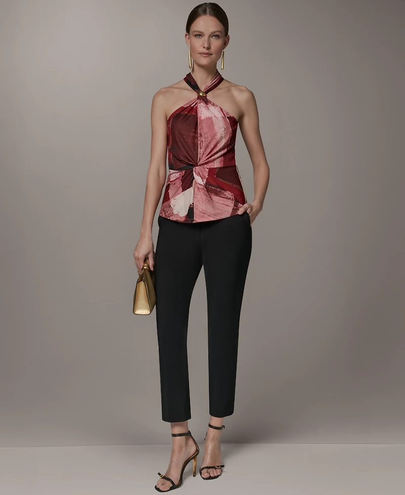 Donna Karan New York Women's Geometric Printed Halter Neck Top