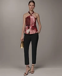 Donna Karan New York Women's Geometric Printed Halter Neck Top
