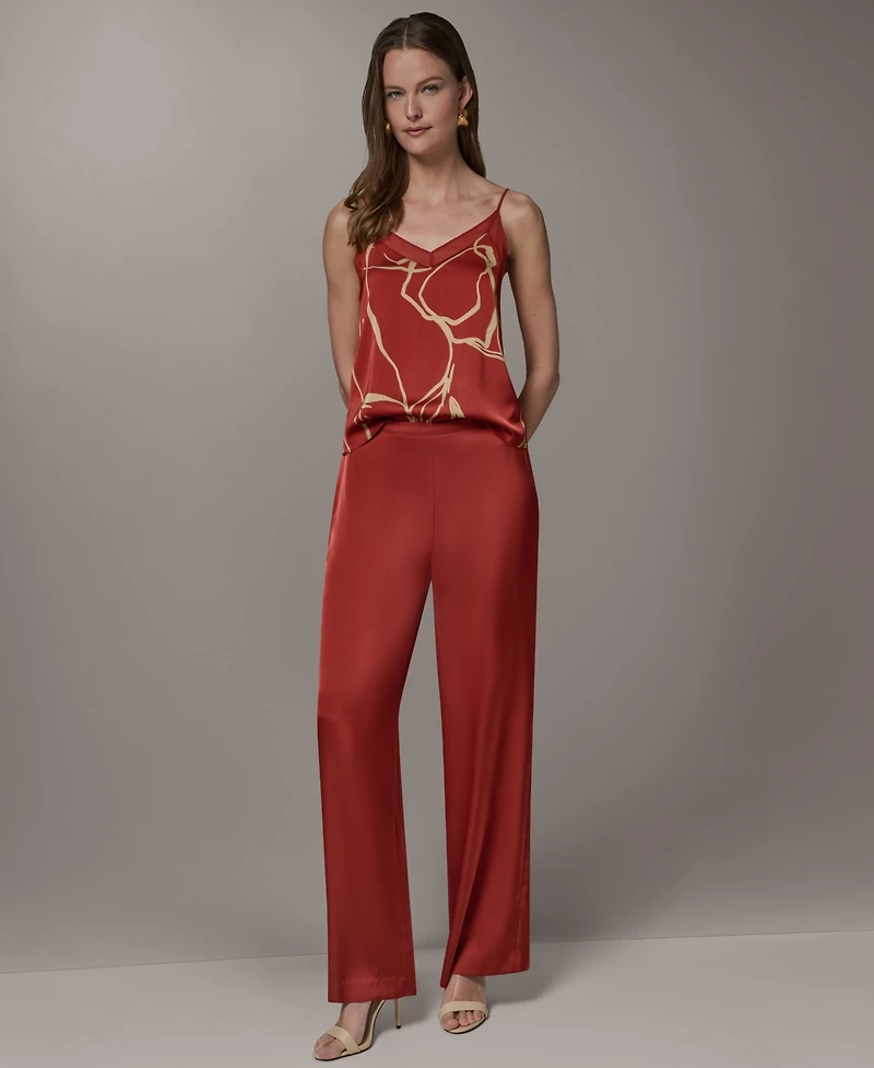 Donna Karan New York Women's Wide-Leg Mid-Rise Full Pants