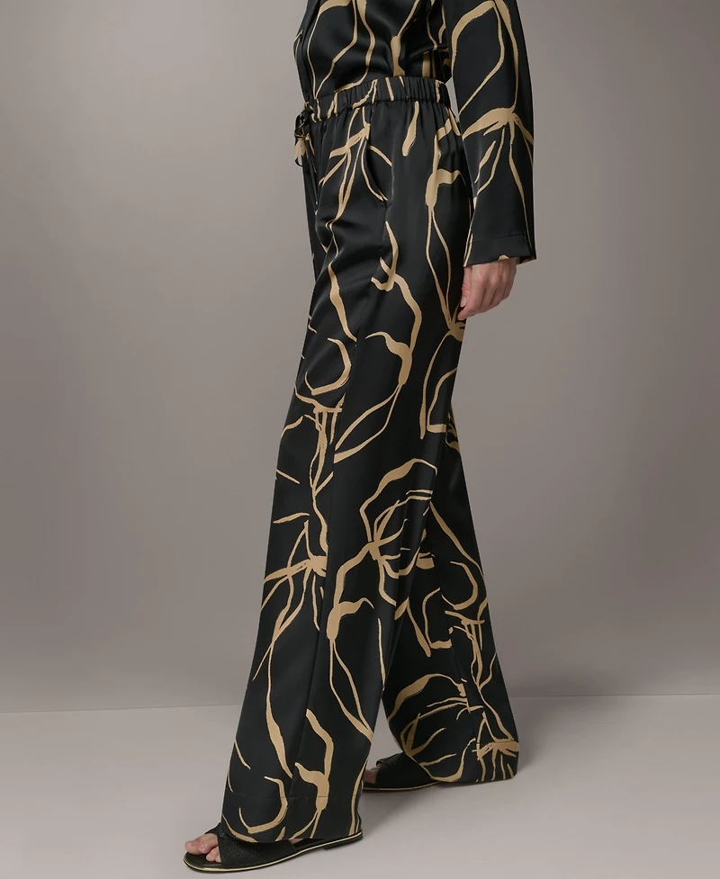 Donna Karan New York Women's Printed Wide-Leg Pull-On Pants