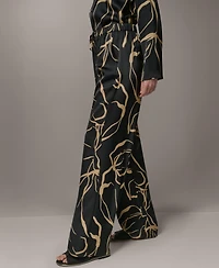 Donna Karan New York Women's Printed Wide-Leg Pull-On Pants