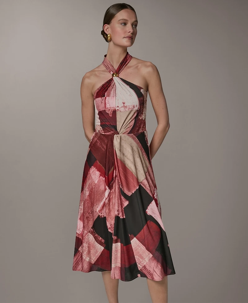 Donna Karan New York Women's Printed Halter Neck Dress