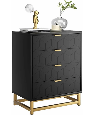 gaomon 4 Drawer Dresser, Large Dresser for Bedroom with Drawers, Modern Dressers Gold Metal Handles Hallway,