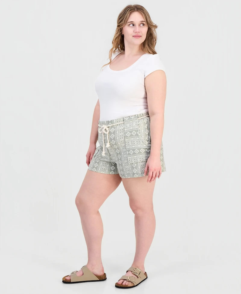 Derek Heart Trendy Plus Striped Rope-Belt Shorts