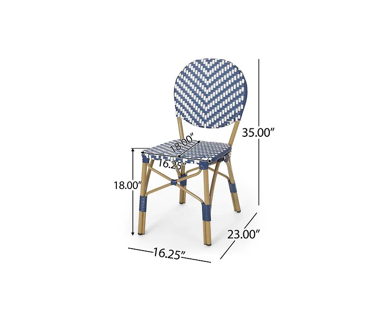 sumyeg French Style Outdoor Accent Chairs Set of 2 with Rattan and Bamboo Print