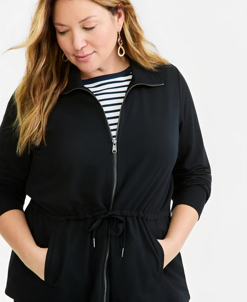 Style & Co Plus Lux Ft Snap Completer French-Terry Jacket, Macy's Exclusive