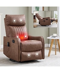 Boyel Living Heat Massage Manual Recliner Chair with Rocker and Swivel in Fabric for Living Room