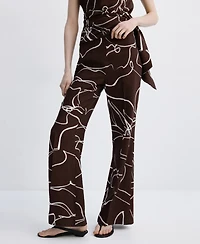Mango Women's Wide Leg Printed Pants