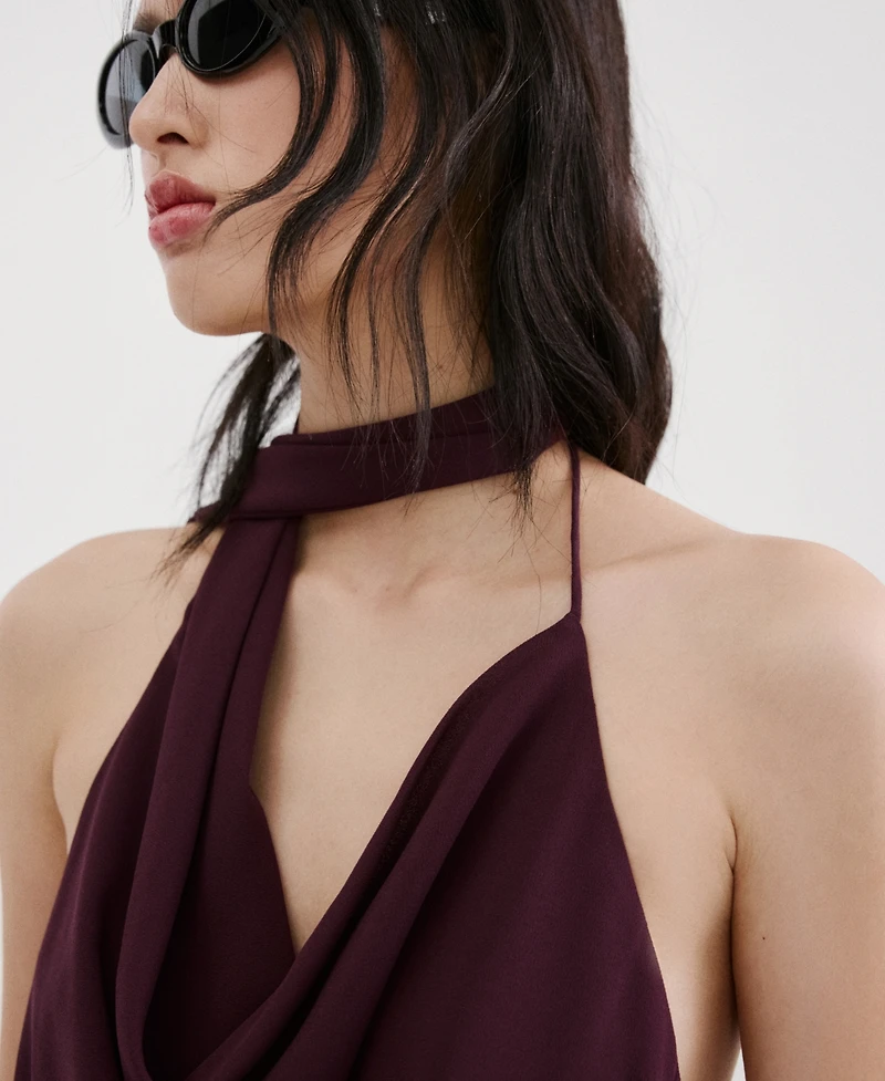 Mango Women's Draped-Neck Scarf Top