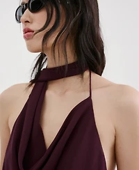 Mango Women's Draped-Neck Scarf Top