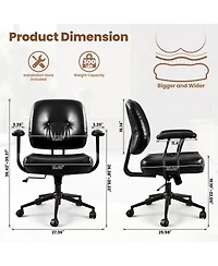 Xizzi Ergonomic Mid Back Swivel Office Chair, Extra Wide Comfy Desk Chair with Lumbar Support, Height Adjustable Home Task