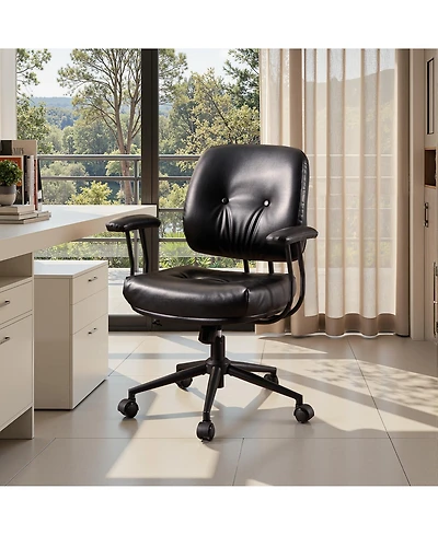 Xizzi Ergonomic Mid Back Swivel Office Chair, Extra Wide Comfy Desk Chair with Lumbar Support, Height Adjustable Home Task