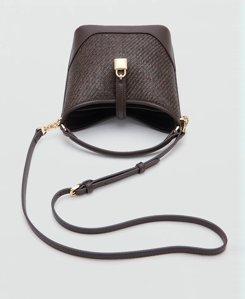 Mango Women's Small Raffia Bucket Bag