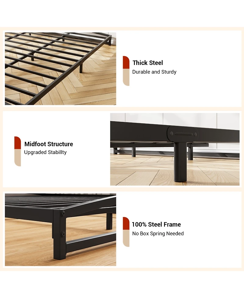 homfan 10-Inch Platform Bed Frame with Arched Design, Low Profile, Noise-Reducing Frame, No Box Spring Needed