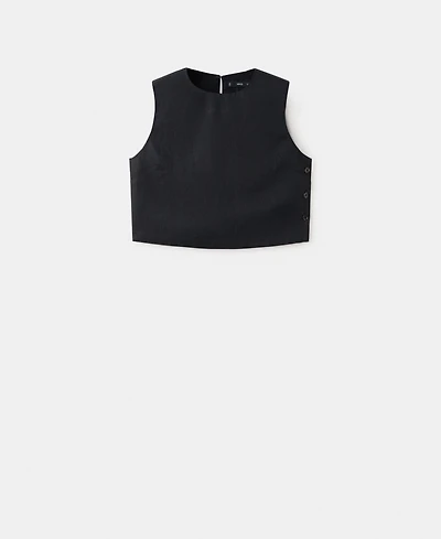 Mango Women's Linen Crop Top