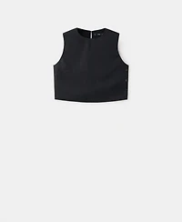 Mango Women's Linen Crop Top