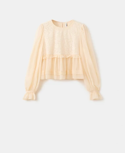 Mango Women's Lace Contrast Blouse