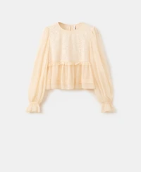 Mango Women's Lace Contrast Blouse