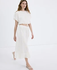 Mango Women's Embroidered Details Cotton Skirt