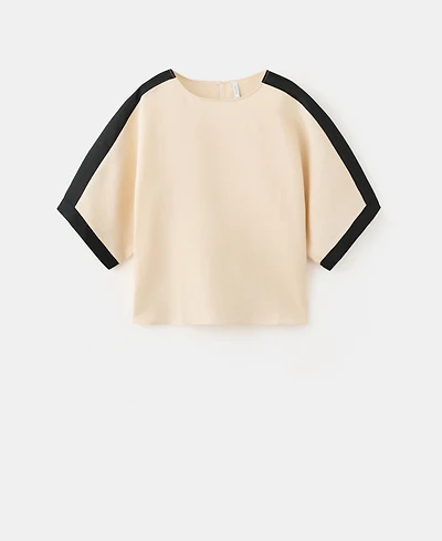 Mango Women's Contrasting Stripes Linen Blouse