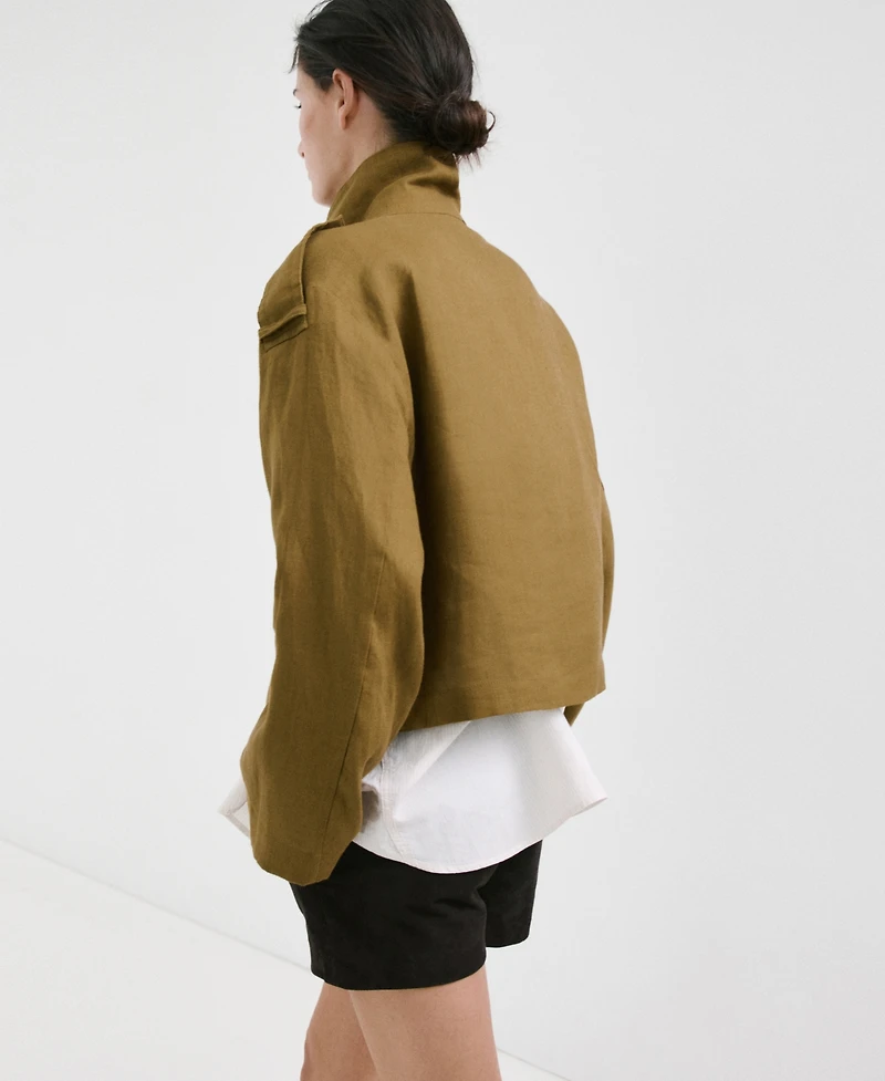 Mango Women's Funnel-Neck Linen Trench Coat