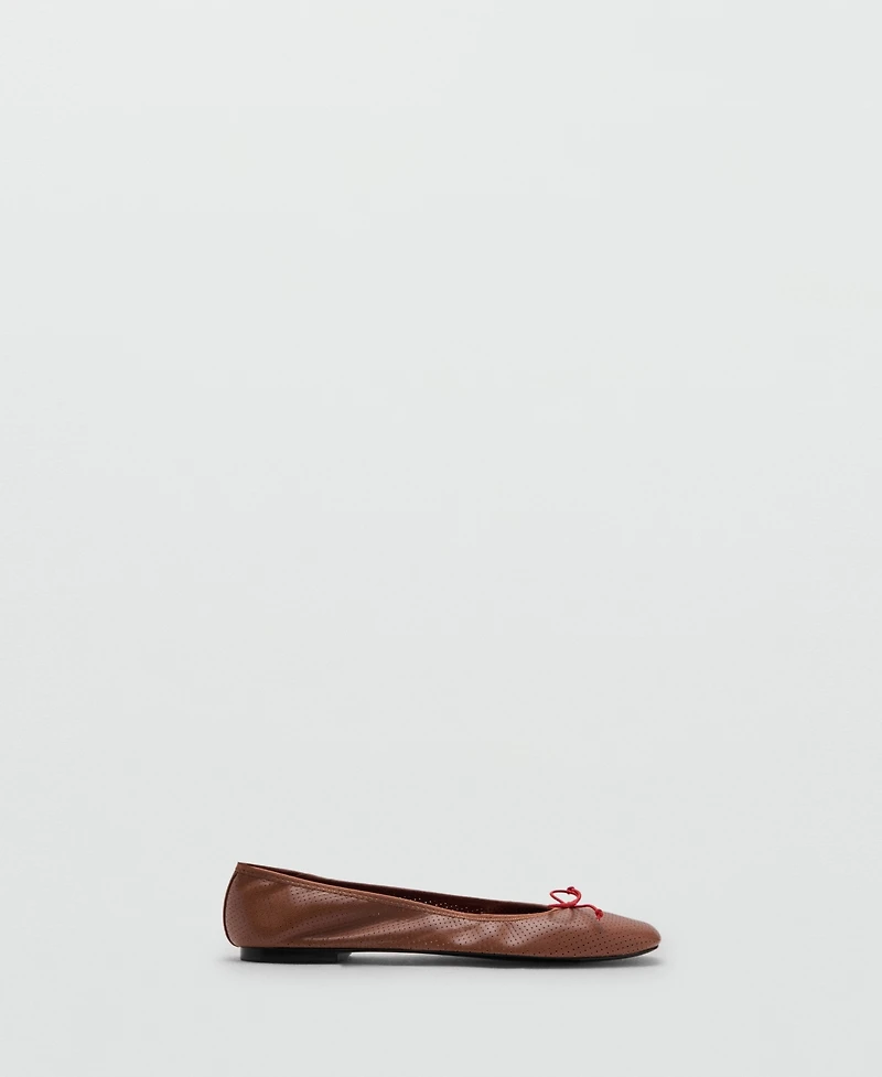 Mango Women's Bow Perforated Ballet Flats