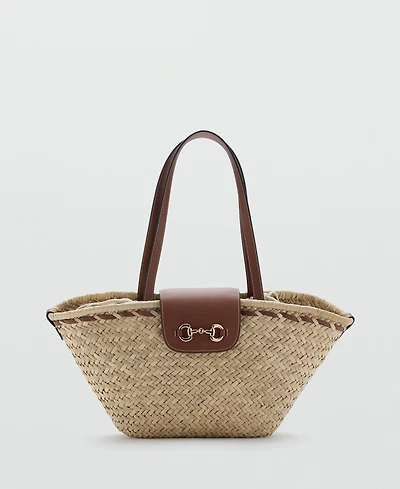 Mango Women's Medium Natural Fiber Basket Bag