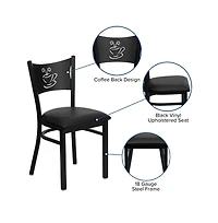 Emma+Oliver Coffee Back Metal Restaurant Dining Chair