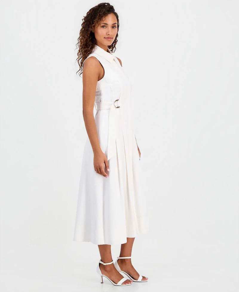 Anne Klein Women's Buckled-Waist Midi Dress