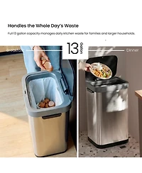Home Zone Living Gallon Sensor Kitchen Trash Can with Motion Sensor Lid and Touch Controls, Stainless Steel