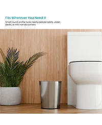 Home Zone Living Gallon Round Open Top Wastebasket, Stainless Steel, Silver, 2 Pack with Trash Bags