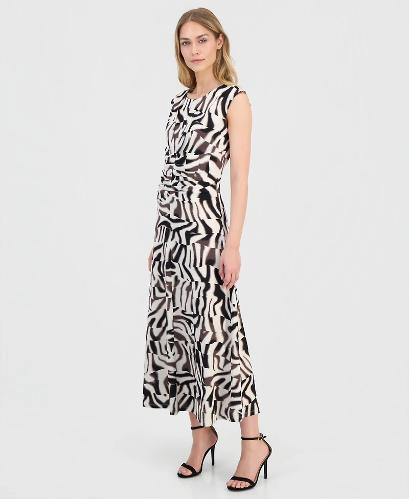 Anne Klein Women's Printed Ruched Pebble Jersey Midi Dress
